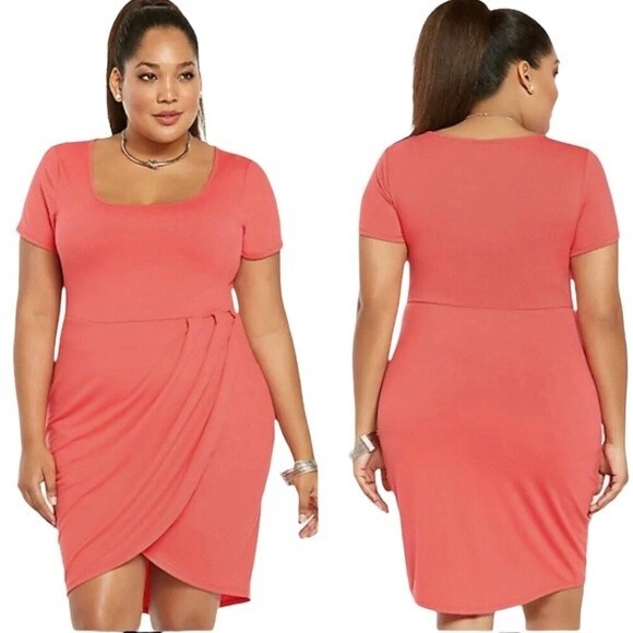 TORRID Tulip Dress Jersey Mini Pink Coral Womens Plus Size 3 3X 22 / 24 - Picture 13 of 13